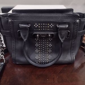 Coach Swagger bandana rivet black leather crossbody
